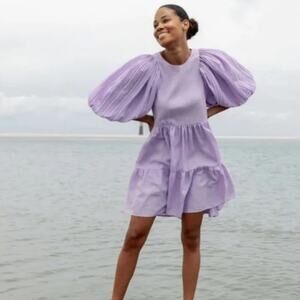 Sea New York Bailey Broomstick Tiered Mini Dress - Lilac Lavender Purple -Size S